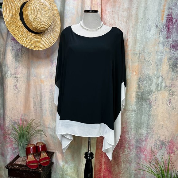 📌Yessica  Stylish Navy Style Top with Overlay - Picture 1 of 14